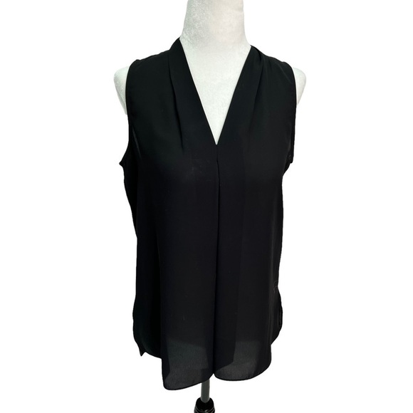 Vince Camuto Black Shirred High/Low V-Neck Tank Size XS - Picture 3 of 11